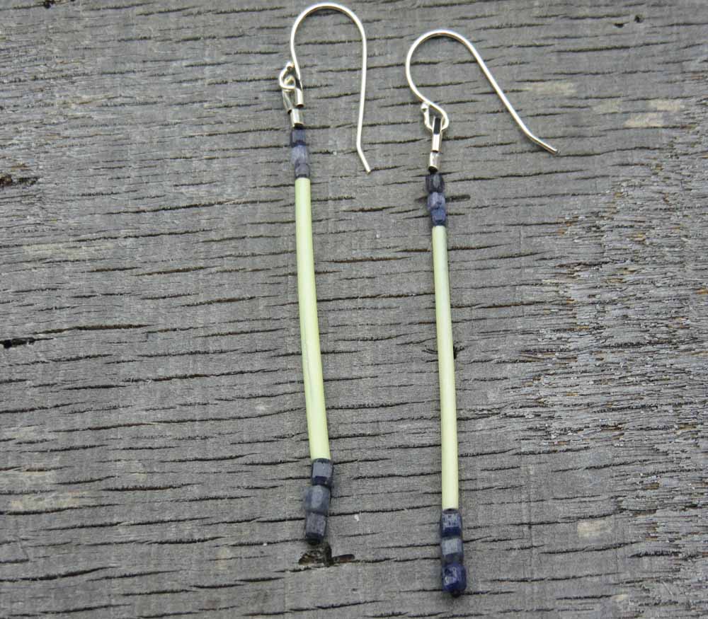 Sapphire and Porcupine Quill Earrings-7